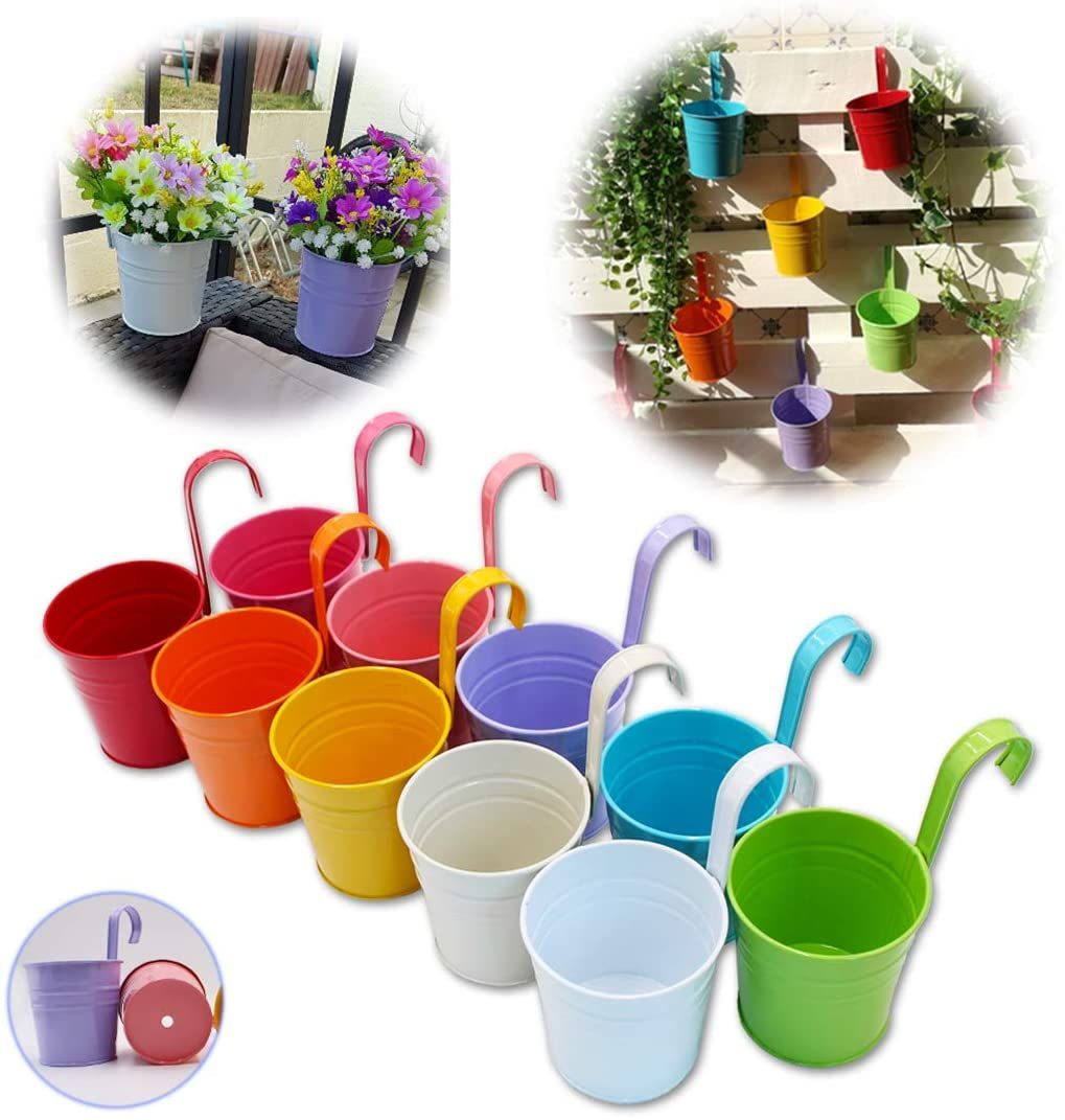 Vaso portafiori in Metallo a Forma di Secchiello da Appendere