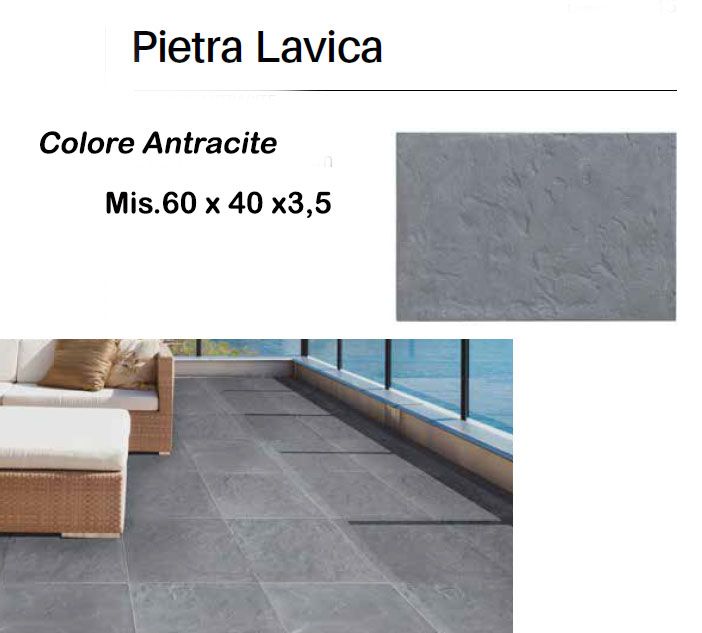 15,36 mq. ( 1 Bancale) di Lastra mod. Pietra Lavica 60x 40 x3,5