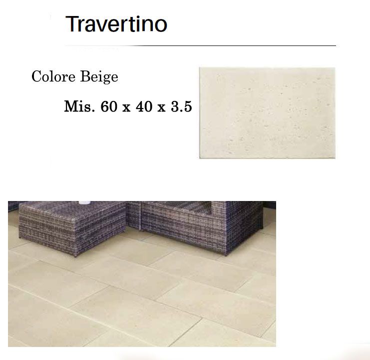 15,36 mq. ( 1 Bancale) di Lastra mod. Travertino 60x 40 x3,5